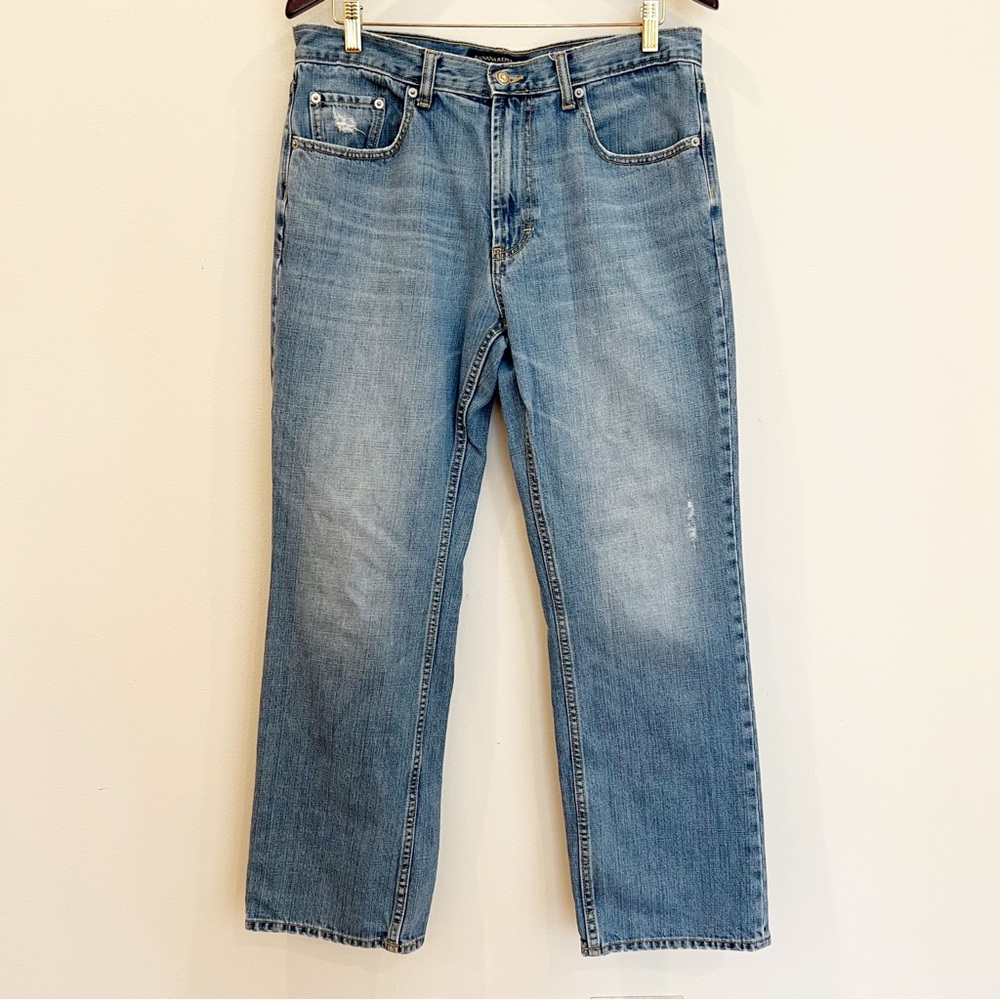 Banana Republic Jeans Mens 34X32 Blue Medium Wash Straight Leg Distressed